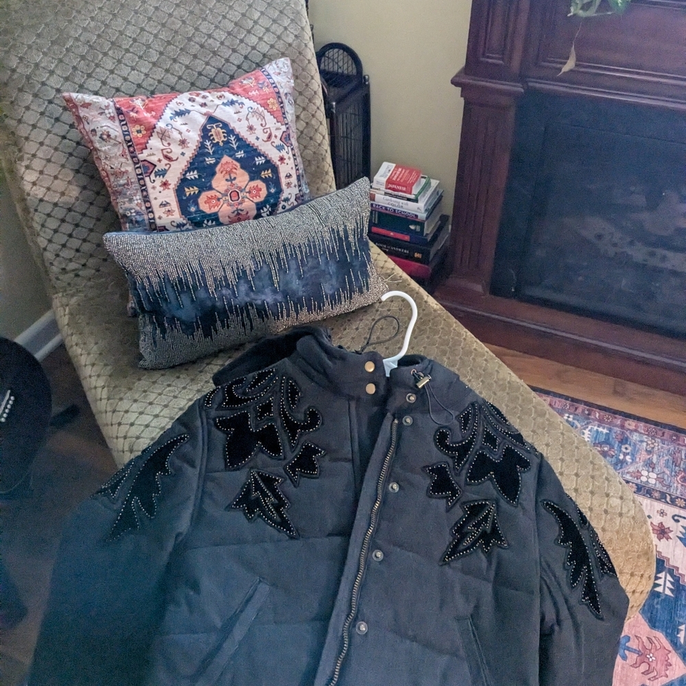 Free People Fleur De Lis cropped puffer jacket